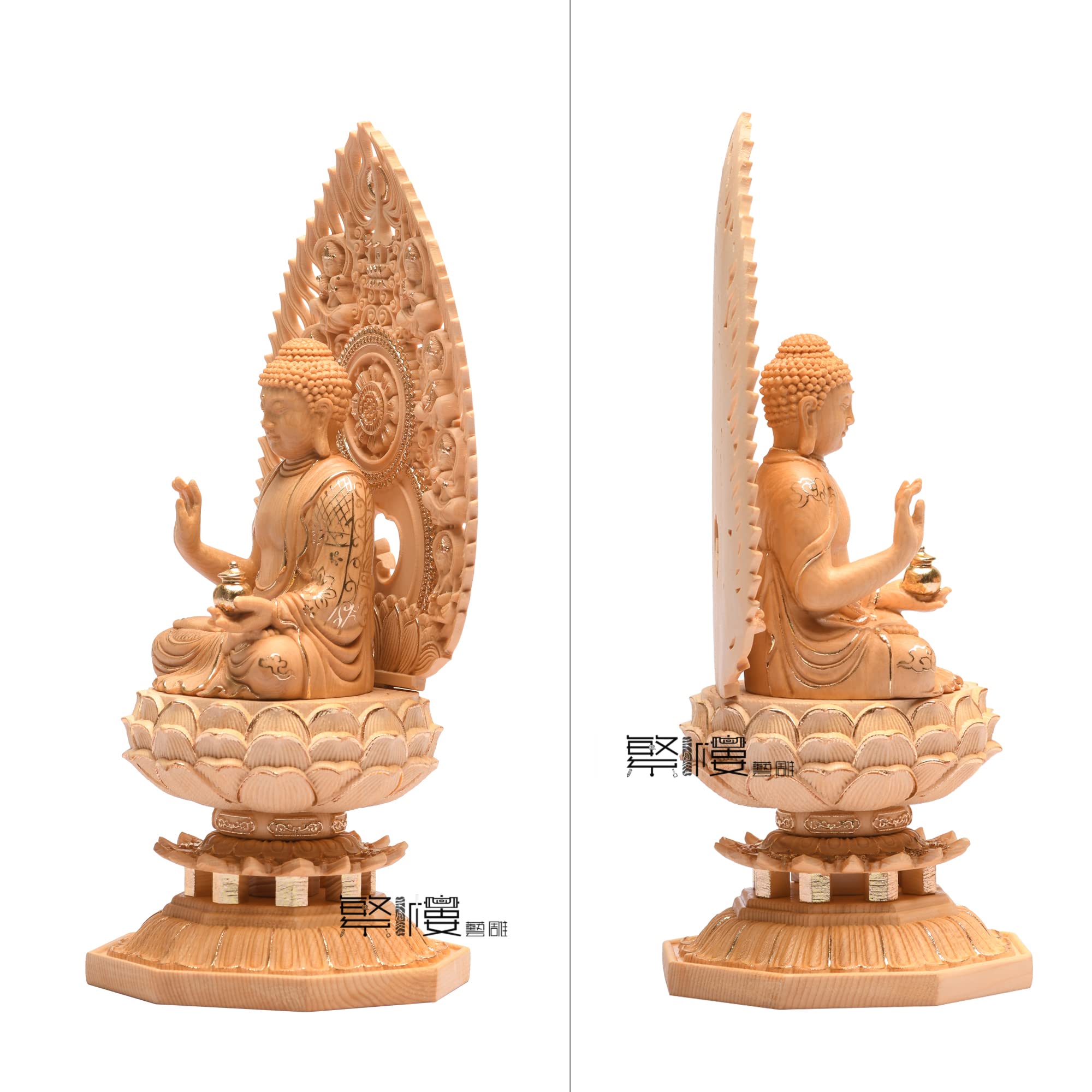 繁樓藝雕 仏像 薬師如来 仏壇仏像 置物 桧木製 無病息災 風水 祈る