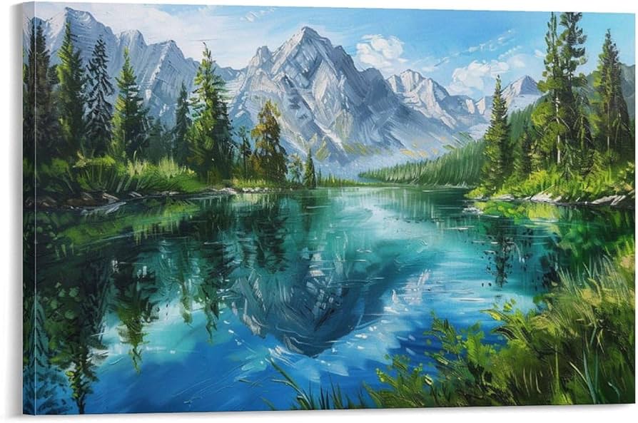 Amazon.co.jp: 絵画 山川の森インテリア 絵画 美しい自然の風景アート