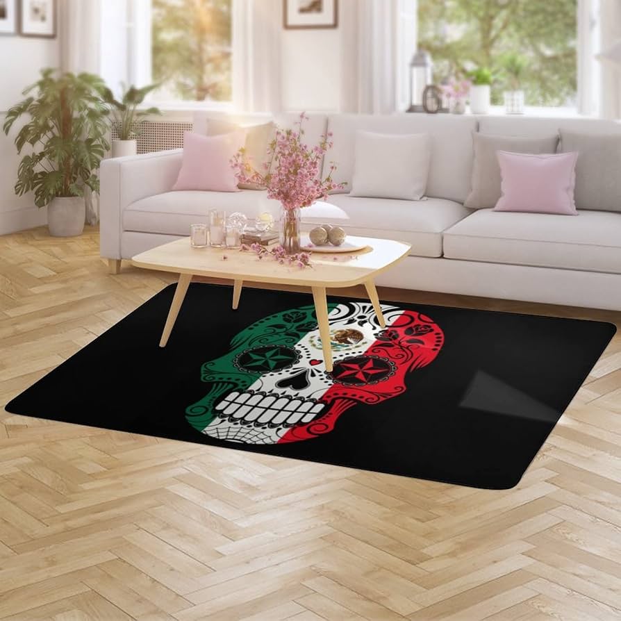 Amazon | ラグ カーペット メキシカンスカル メキシコ 絨毯 ふわふわ