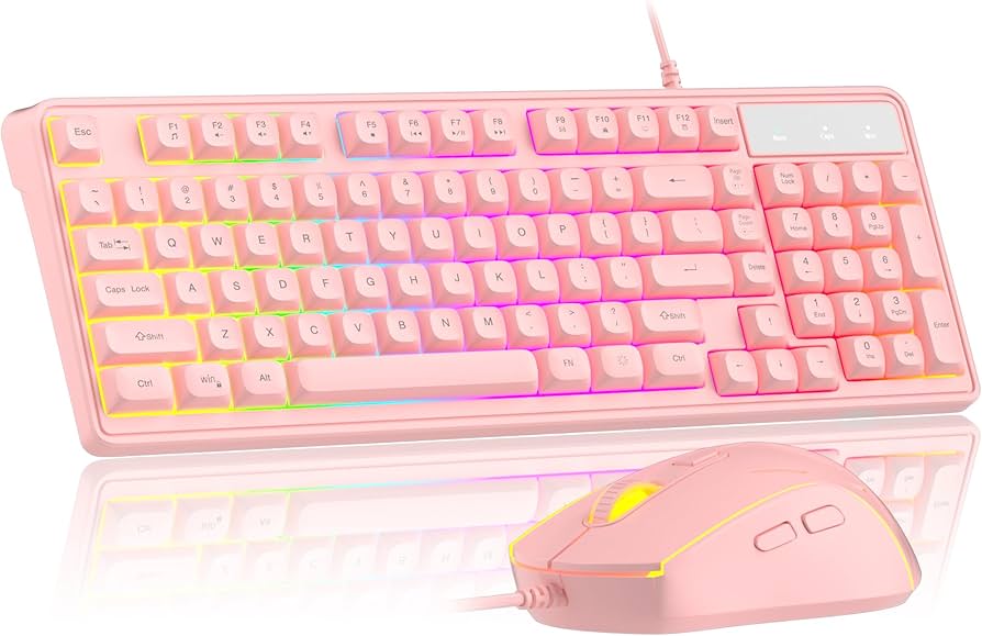 Amazon.com: Pink Creamy Keyboard and Mouse Combo,MageGee GK980