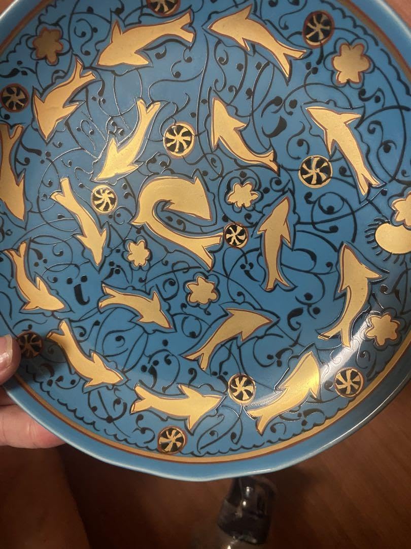 幸兵衛窯 金彩白釉魚紋皿 金色の魚の装飾の陶器皿 5枚セット 幸兵衛窯