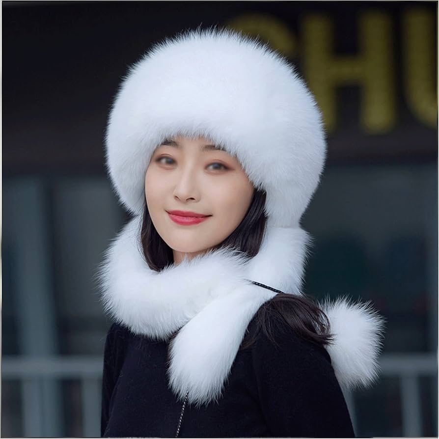 Amazon.com: Fur Hat for Women Faux，Fox Fur Trapper Hat with Scarf