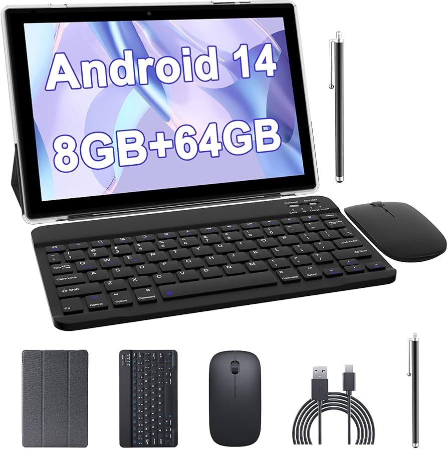 Amazon.com : 10 inch Android 14 Tablet with Keyboard, 2 in 1