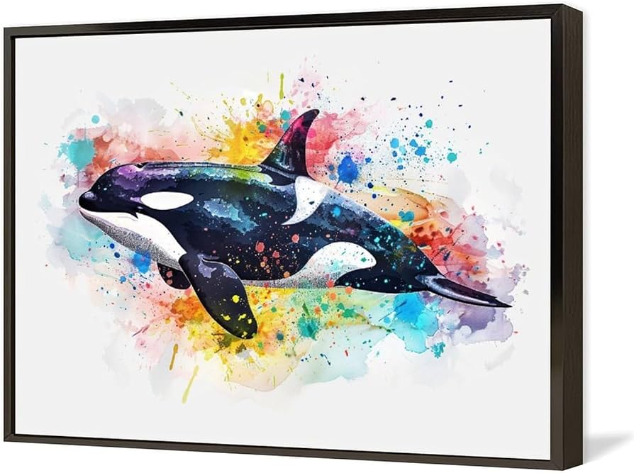 Amazon.co.jp: 絵画 シャチの水彩スプラッシュペイント アートパネル