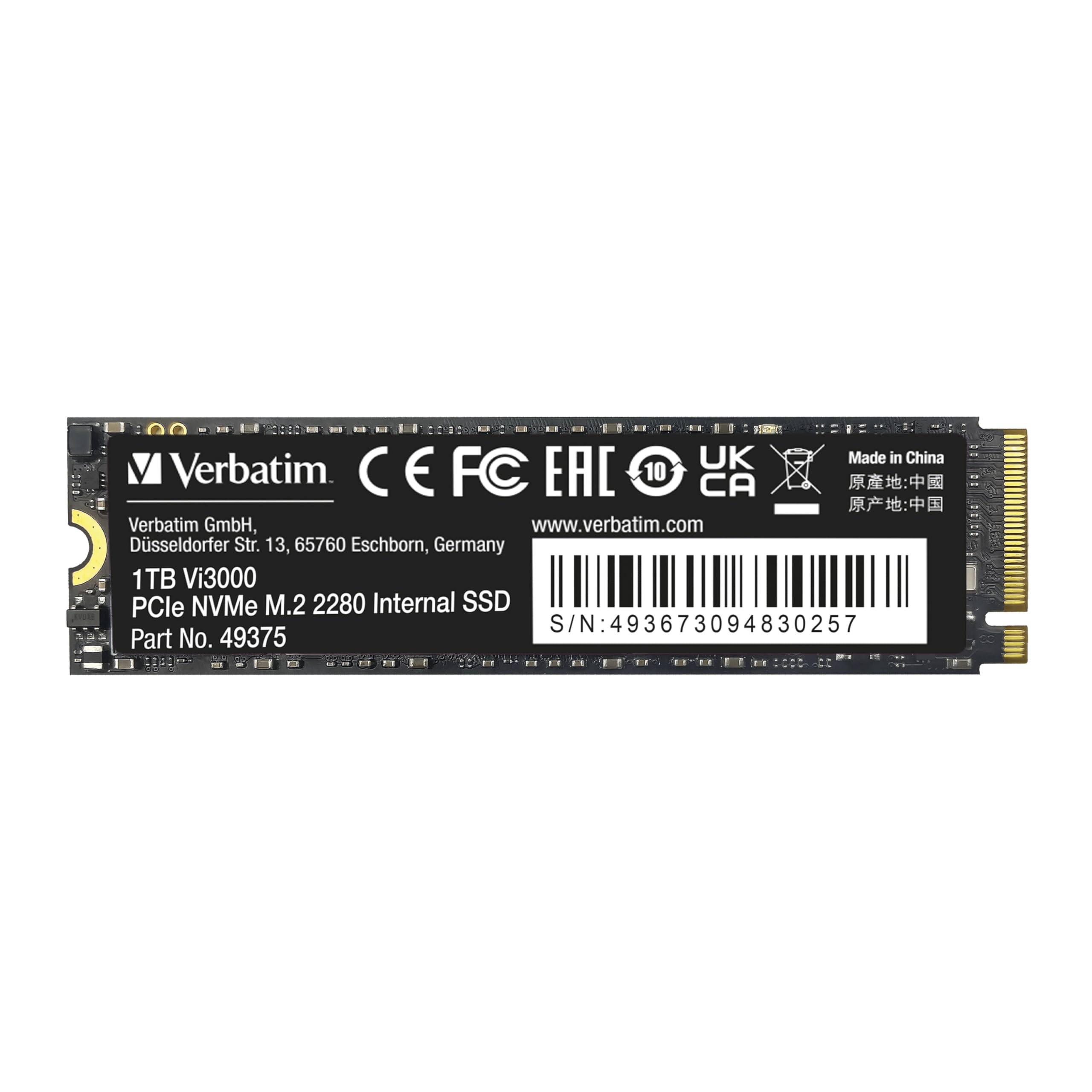 Verbatim Disco rígido interno SSD Vi3000 de 1 TB PCIe NVMe M.2