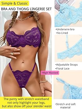 Amazon.com: Kaei&Shi Sexy Bra and Panty Sets, Floral Lace Lingerie