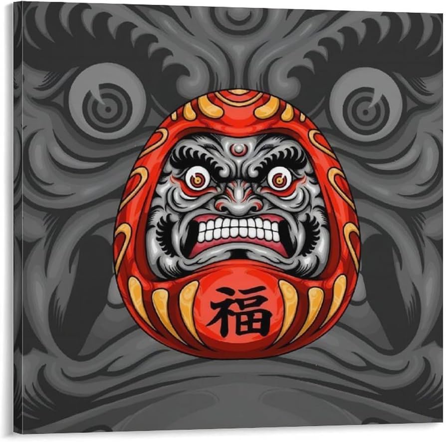 Amazon.co.jp: 壁アート 福だるま 縁起物だるま 木枠付き 装飾画 壁画