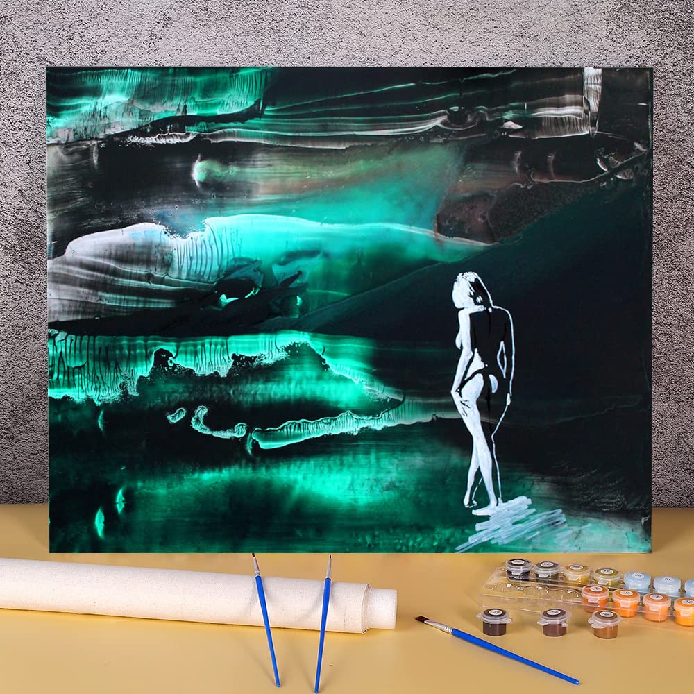 Amazon | 大人のための数字で描く女性の水海の抽象的な絵画大人のため