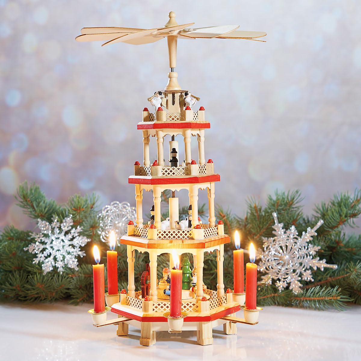 Amazon｜ドイツ クリスマス ピラミッド 17インチ 回転 キリスト降誕