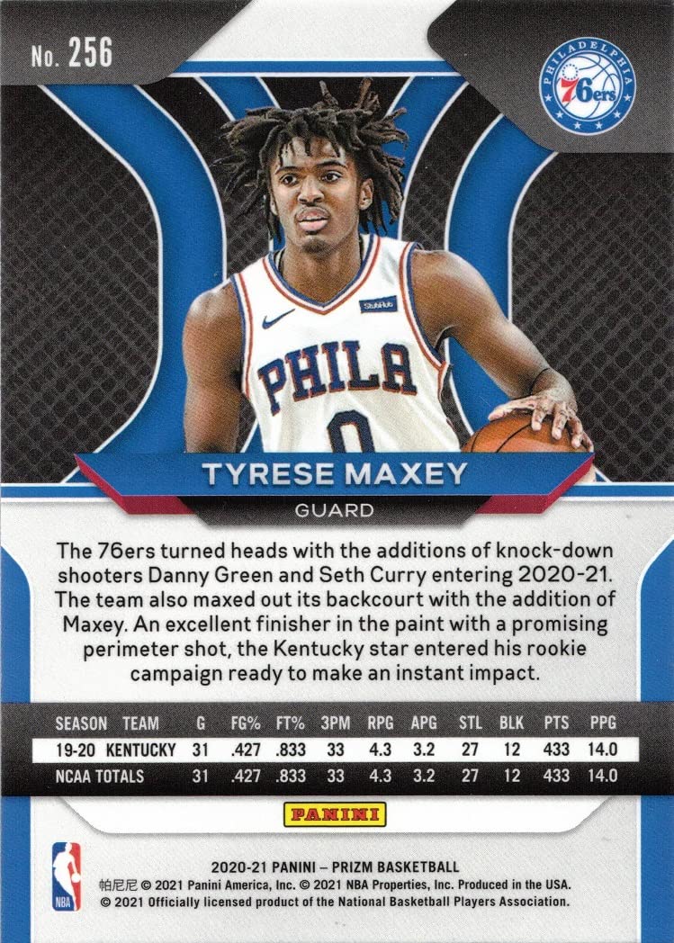 Amazon.com: 2020-21 Panini Prizm Basketball #256 Tyrese Maxey