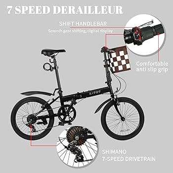 Amazon.com : 20” Folding Bike for Adult Men Women, 7 Speed