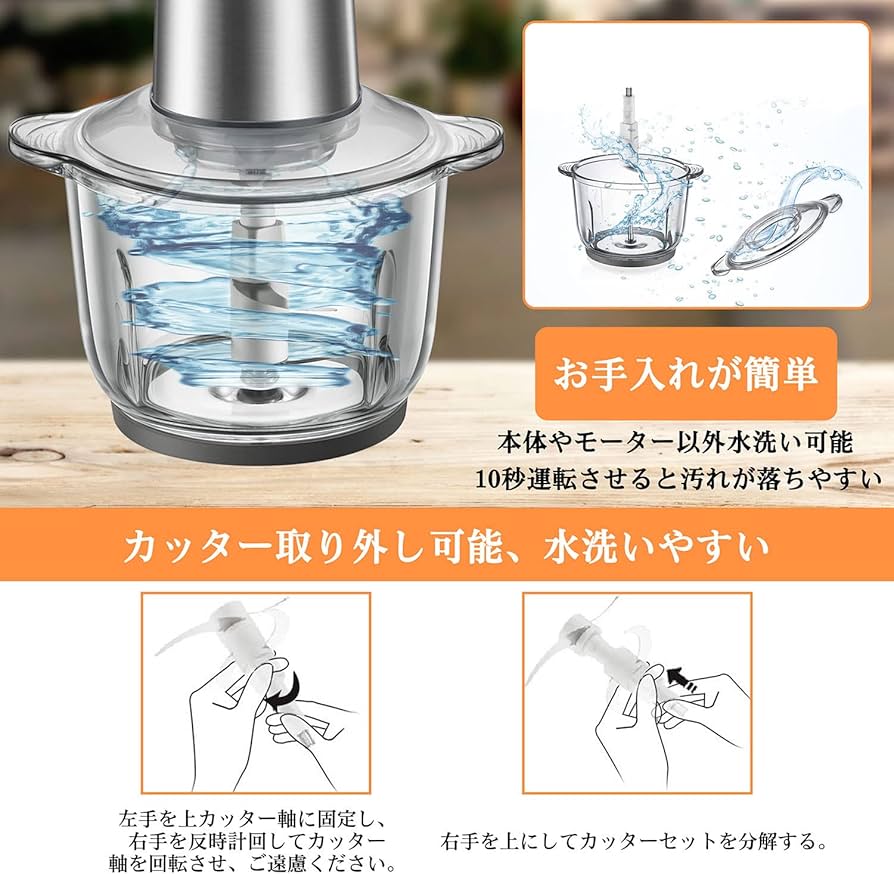 Amazon | フードプロセッサー 2.0L大容量 チョッパー 300Wハイパワー