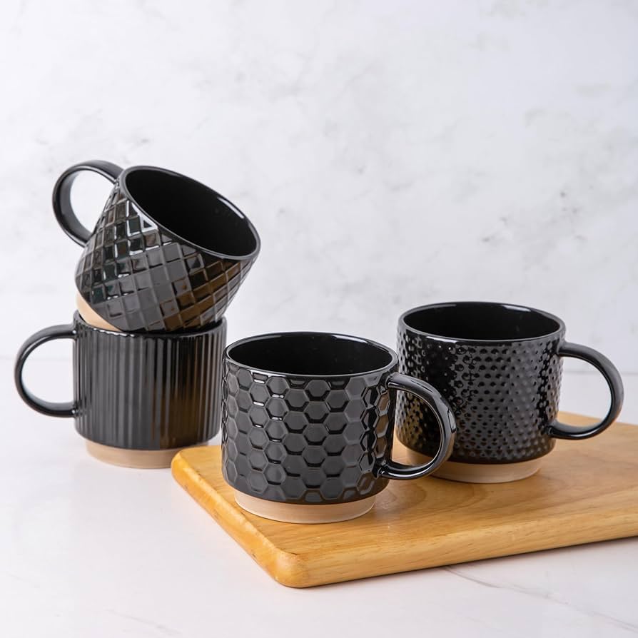 Amazon.com: GBhome 12OZ Stackable Coffee Mugs, Ceramic Coffee Mugs