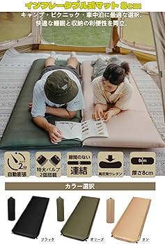 Amazon.co.jp: インフレーターマット 8cm エアーマット 自動膨張