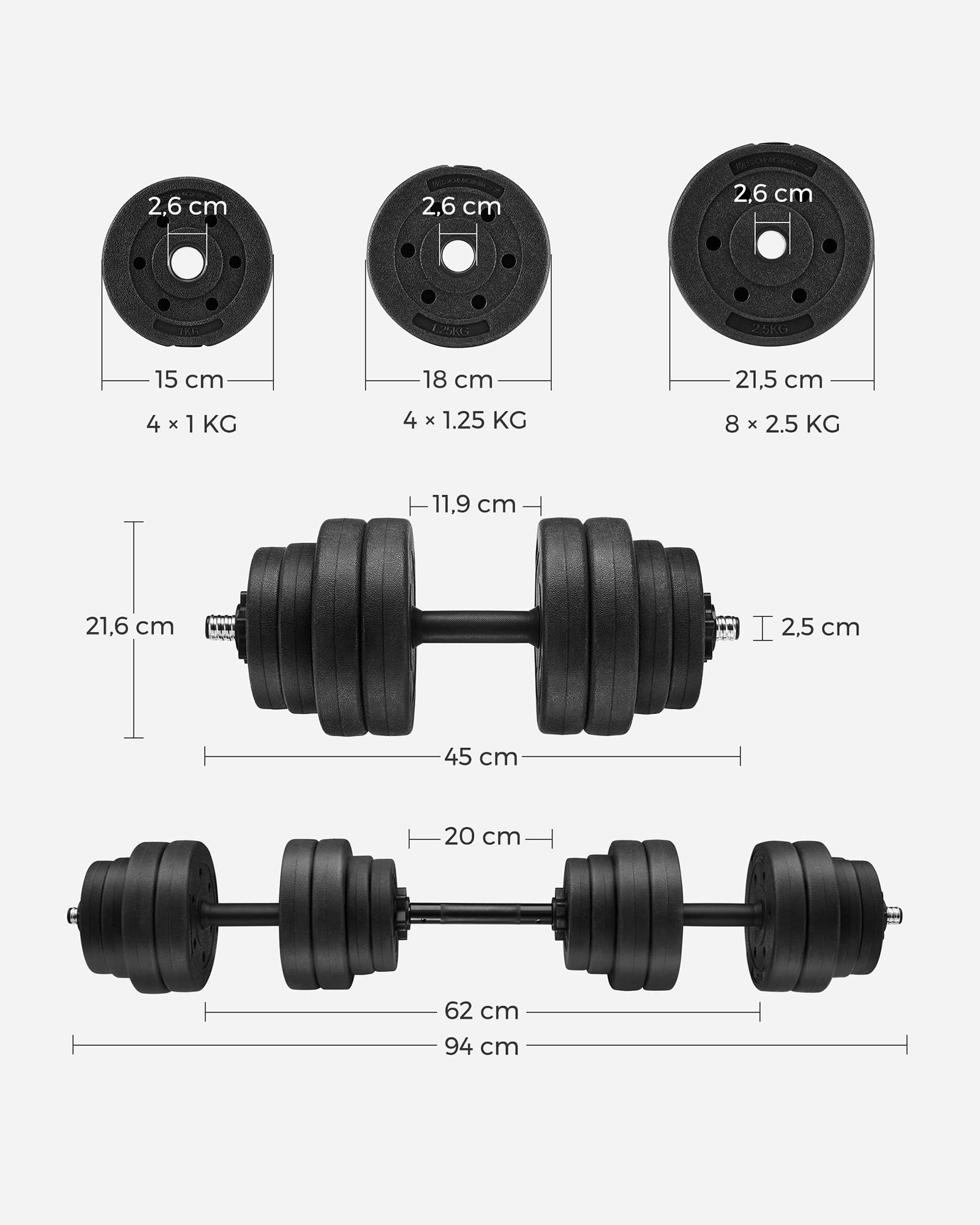 Amazon | SONGMICS ダンベルセット 可変式ダンベル バーベルセット