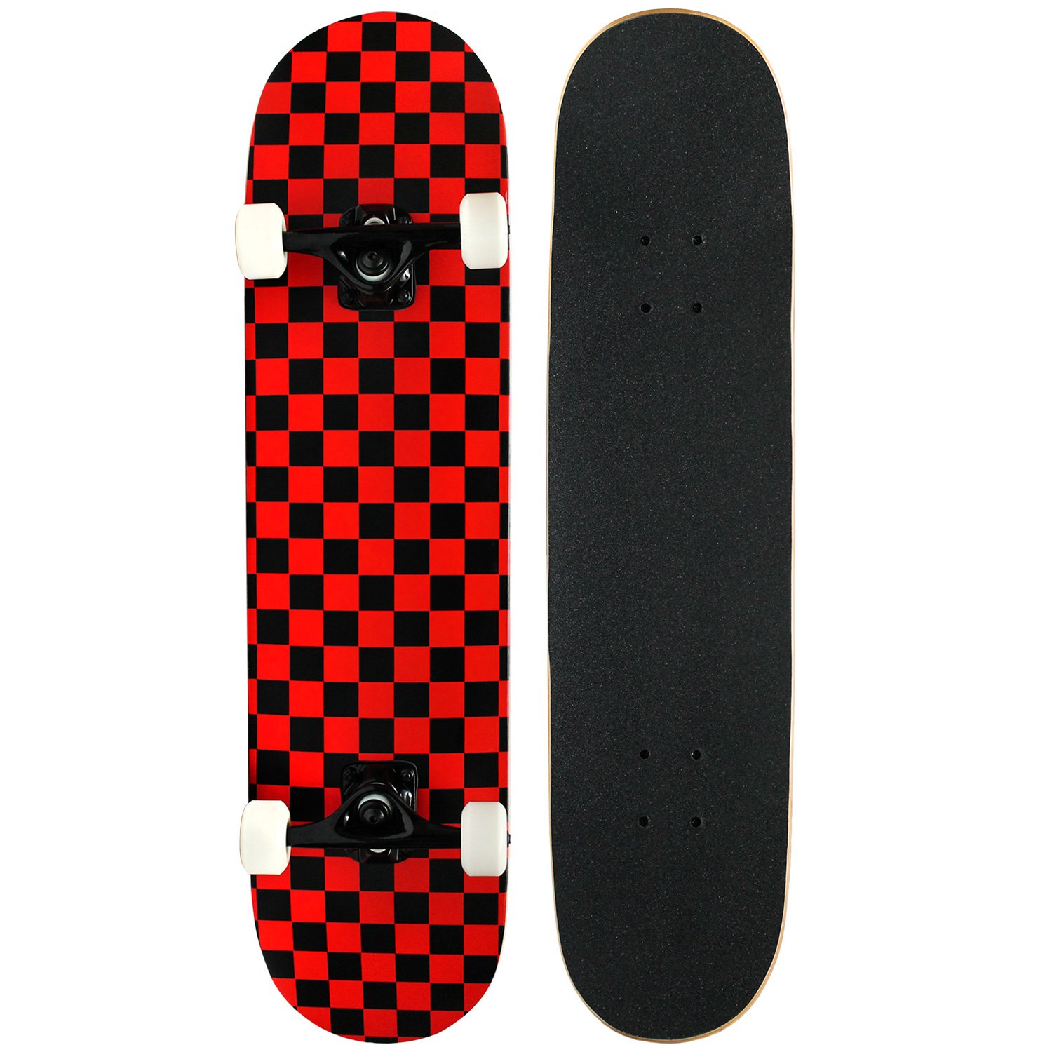 Amazon.com : KPC Pro Skateboard Complete, Black and Red Checker