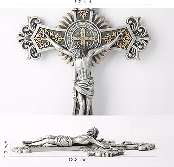 Amazon.co.jp: BCカトリック聖ベネディクト十字架壁十字架、エレガント