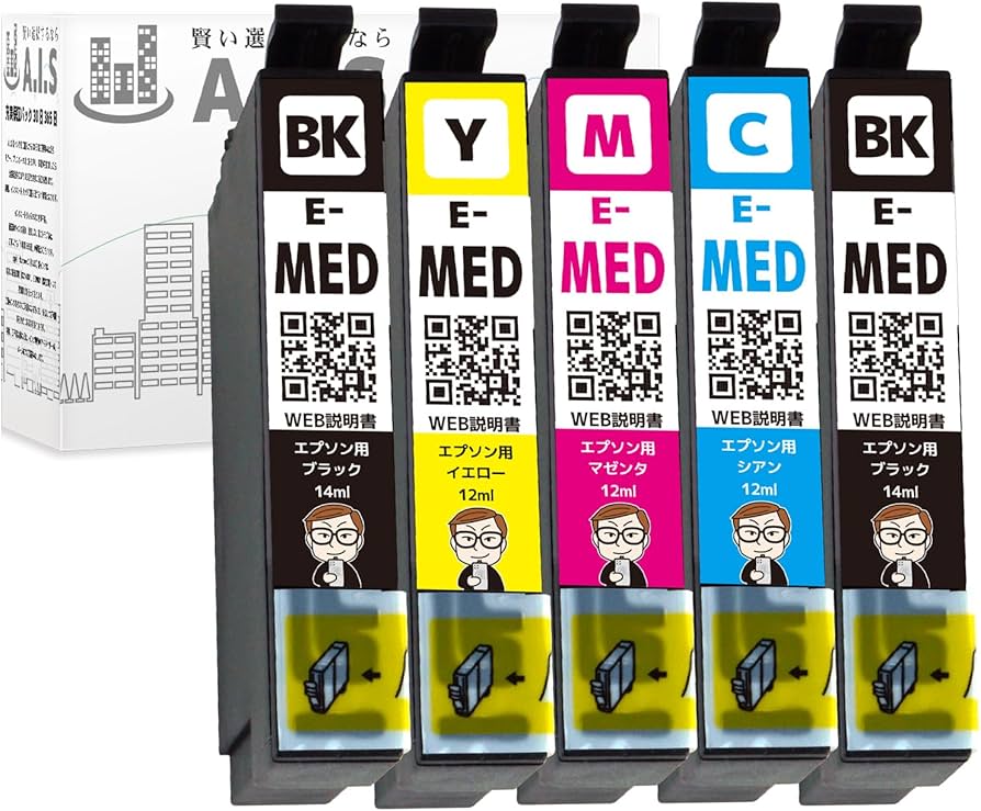 Amazon.co.jp: MED-4CL エプソン 用 4色+BK 5本セット EW-056A EW-456A