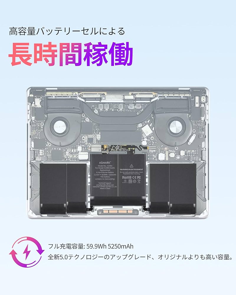 Amazon.co.jp: ASMARK Macbook Pro A1989 バッテリー 交換 適用 13