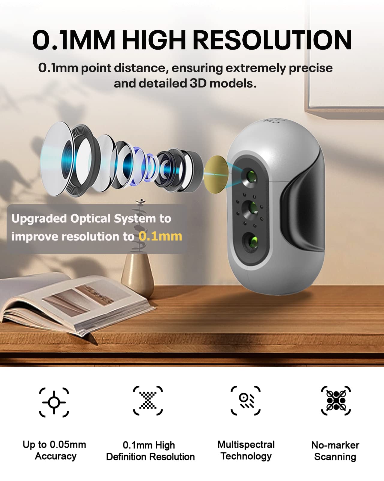 Amazon | 3DMakerpro 3DスキャナーMoleセット，精度0.05㎜、10fpsで