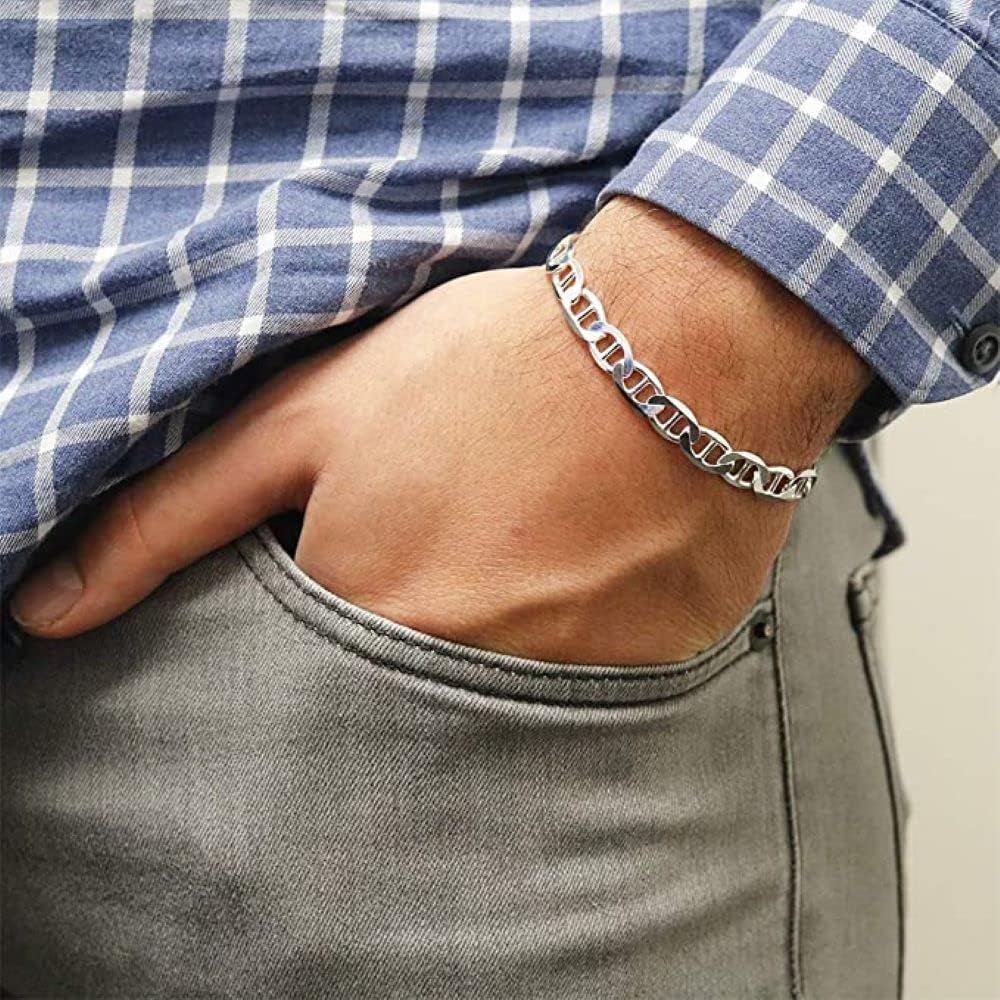 Amazon | スターリングシルバー フラットマリナーリンクチェーン