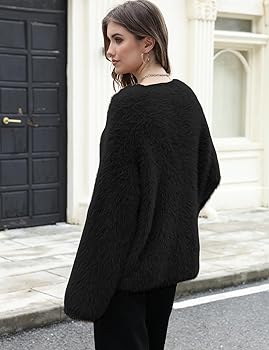 Gihuo Womens Fuzzy Sweaters Long Sleeve Pullover Fur Sweater Knit
