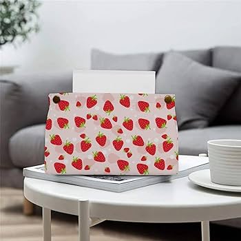 Amazon｜ティッシュケース いちご柄 苺柄 イチゴ柄 ティッシュボックス