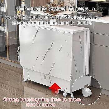 Amazon｜キャスター付き折りたたみダイニングテーブル 格納式