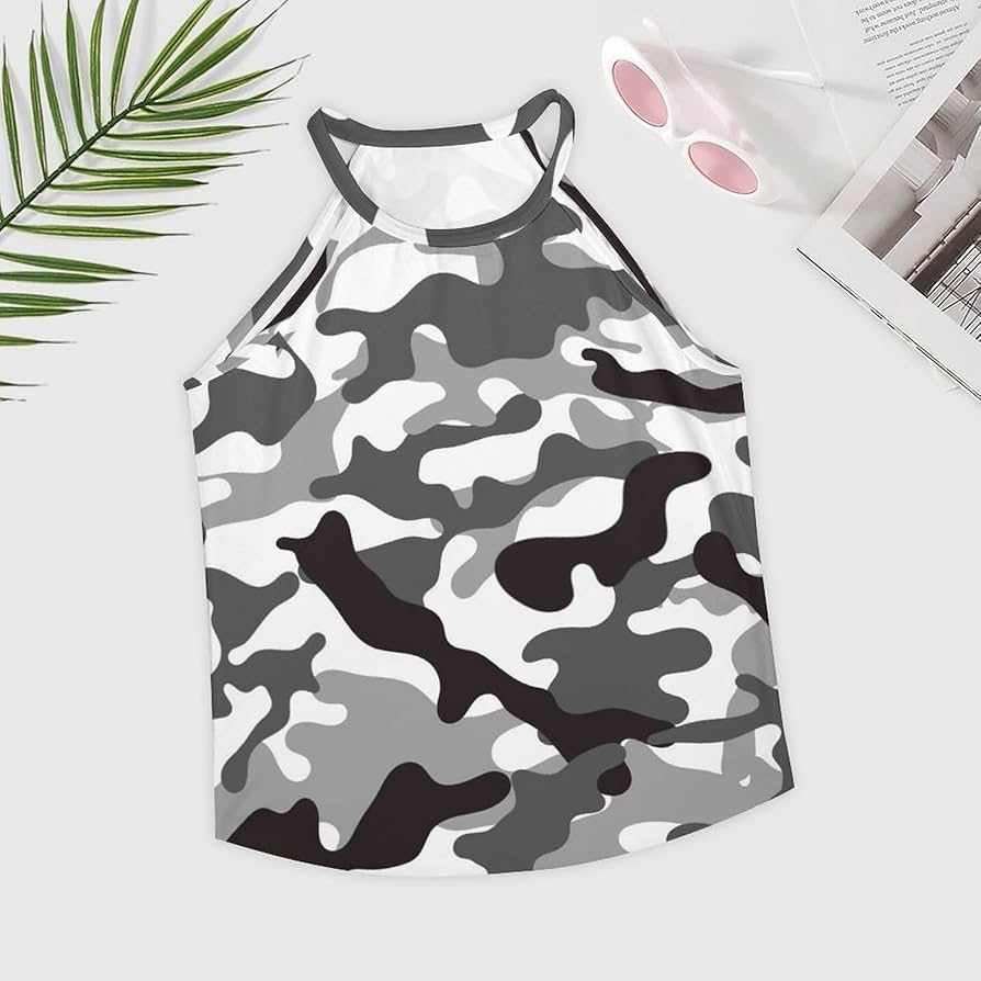 Amazon.co.jp: タンクトップ レディース 迷彩柄 カモフラージュ 黒白