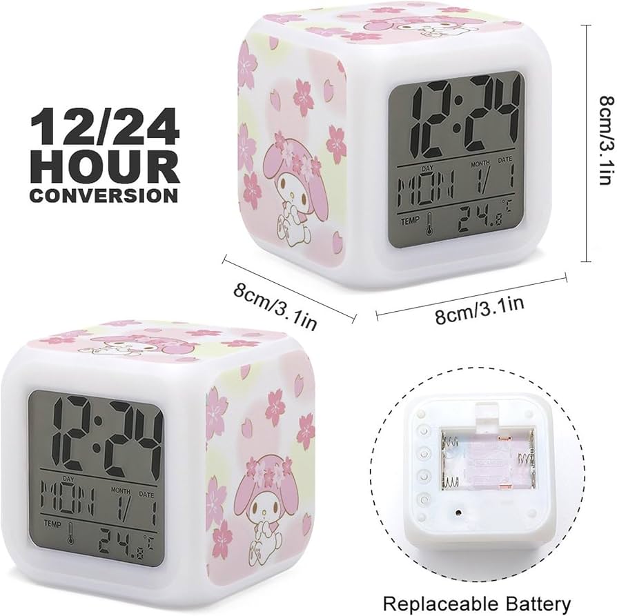 Amazon.co.jp: マイメロ 目覚まし時計 置き時計 7色ライト変換 LED