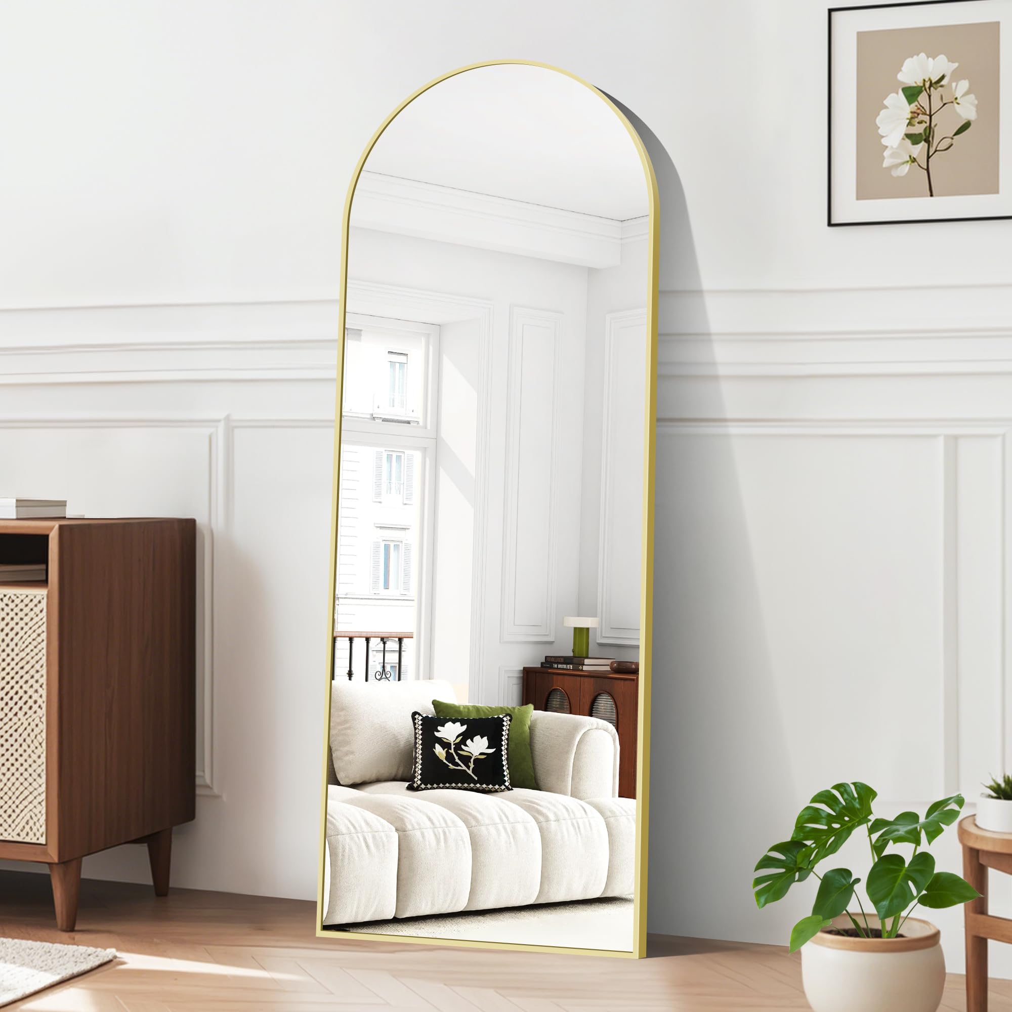 BONEWEI Arched Full Length Mirror Gold, 65
