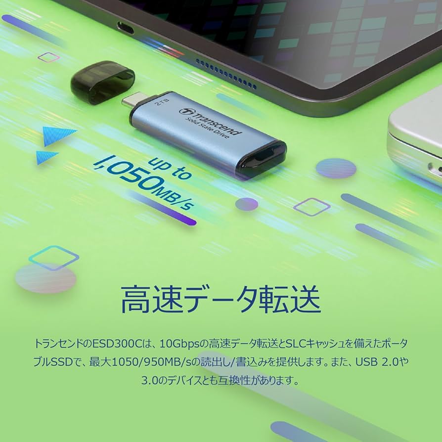Amazon | トランセンド ポータブルSSD 1TB USB Type-C 高速 最大1050