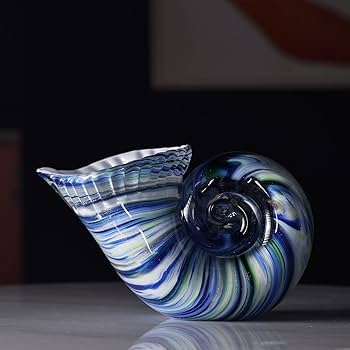 Amazon.co.jp: ガラス貝殻装飾、手吹きガラスコンクシェルの置物 収集