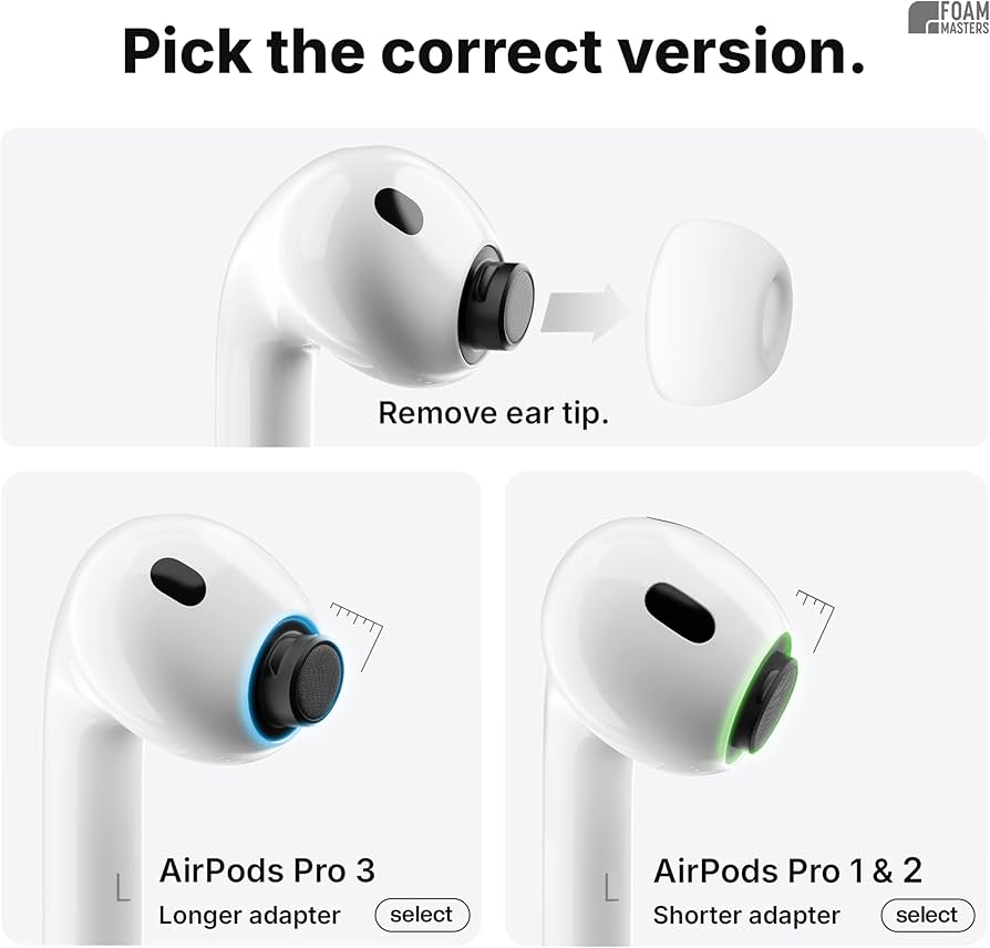 Amazon.com: Foam Masters Memory Foam Ear Tips for AirPods Pro 1st