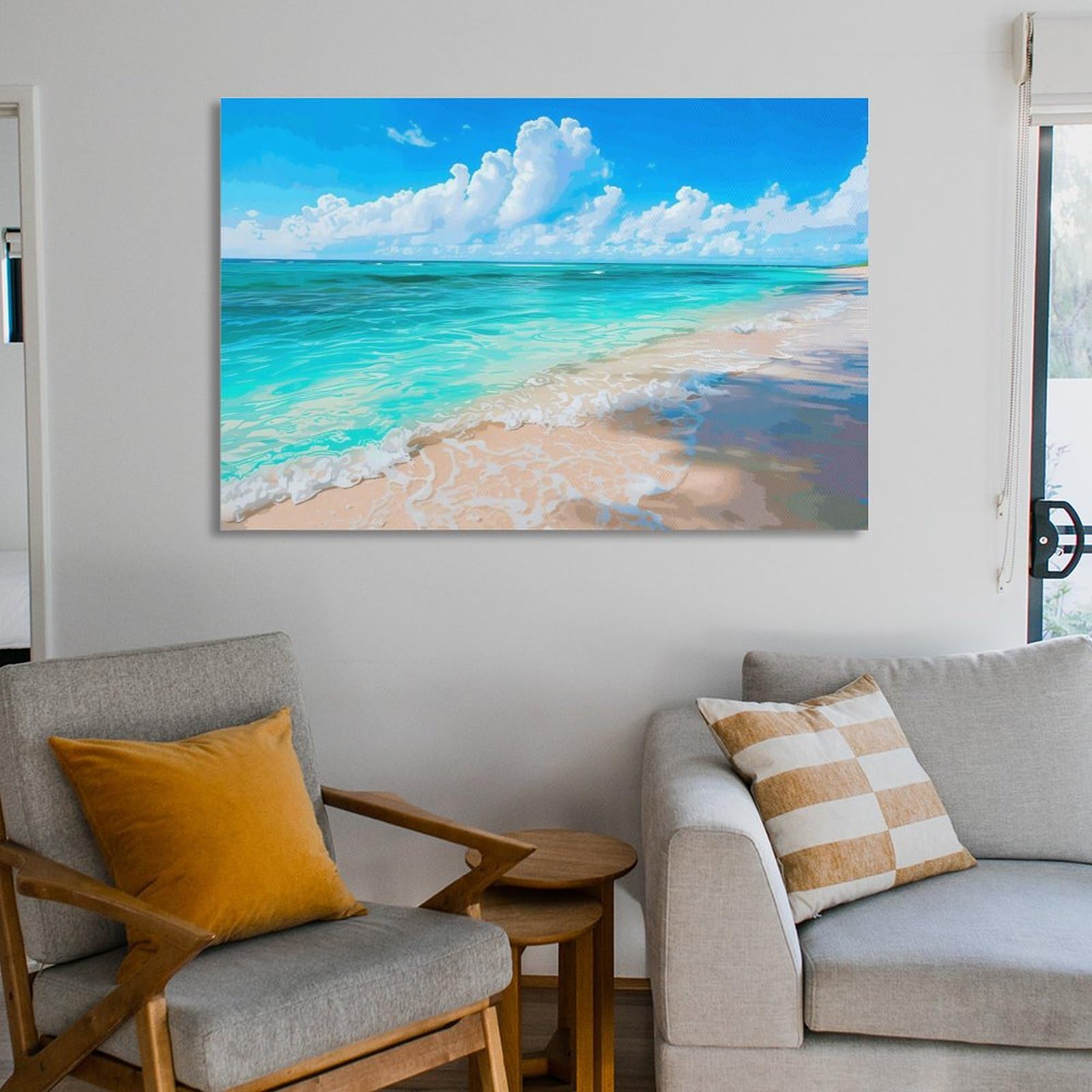 Amazon.co.jp: 絵画 夏のビーチ アートパネル ポスター 美しい海の景色