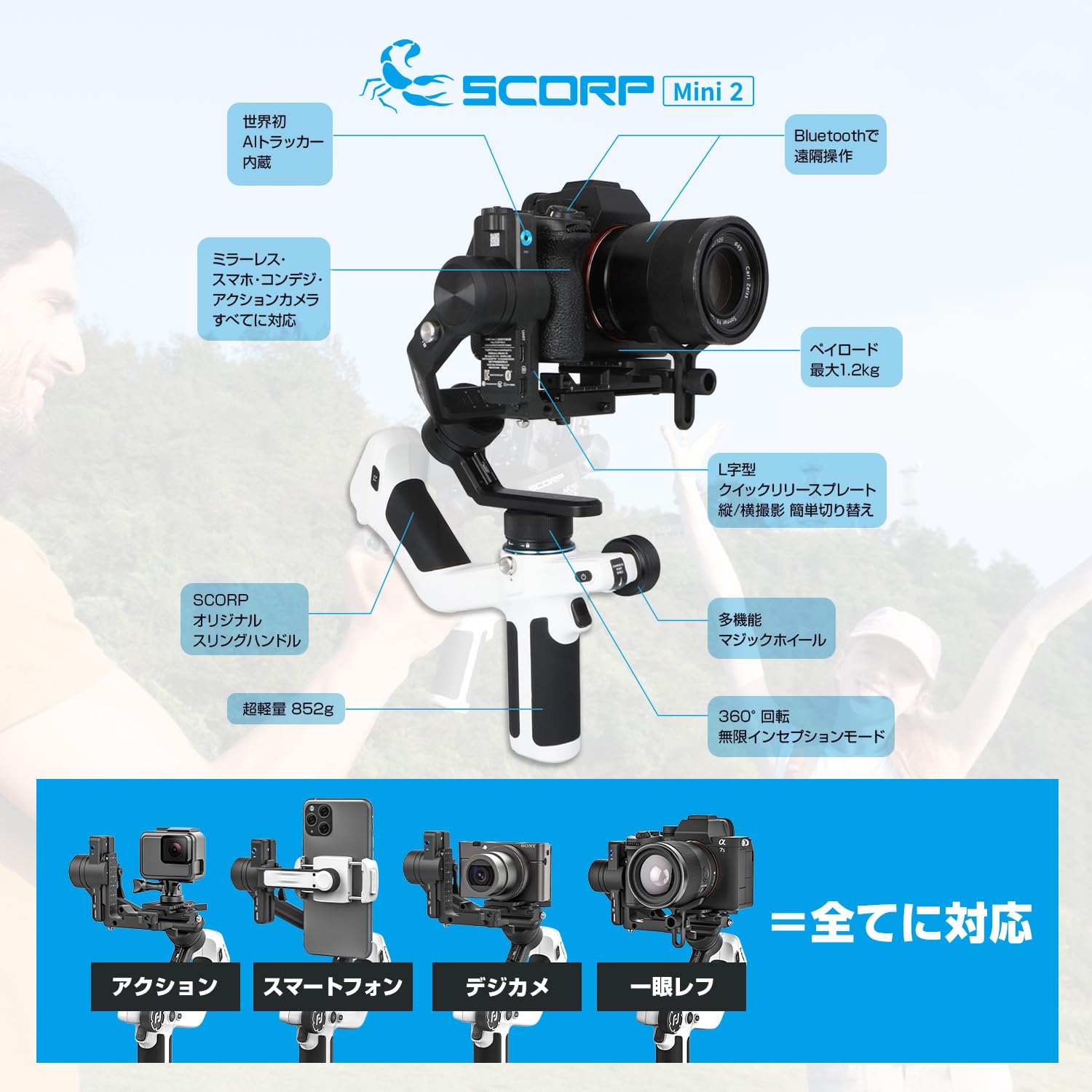 Amazon | FeiyuTech SCORP-Mini 2 オールインワン3軸スタビライザー