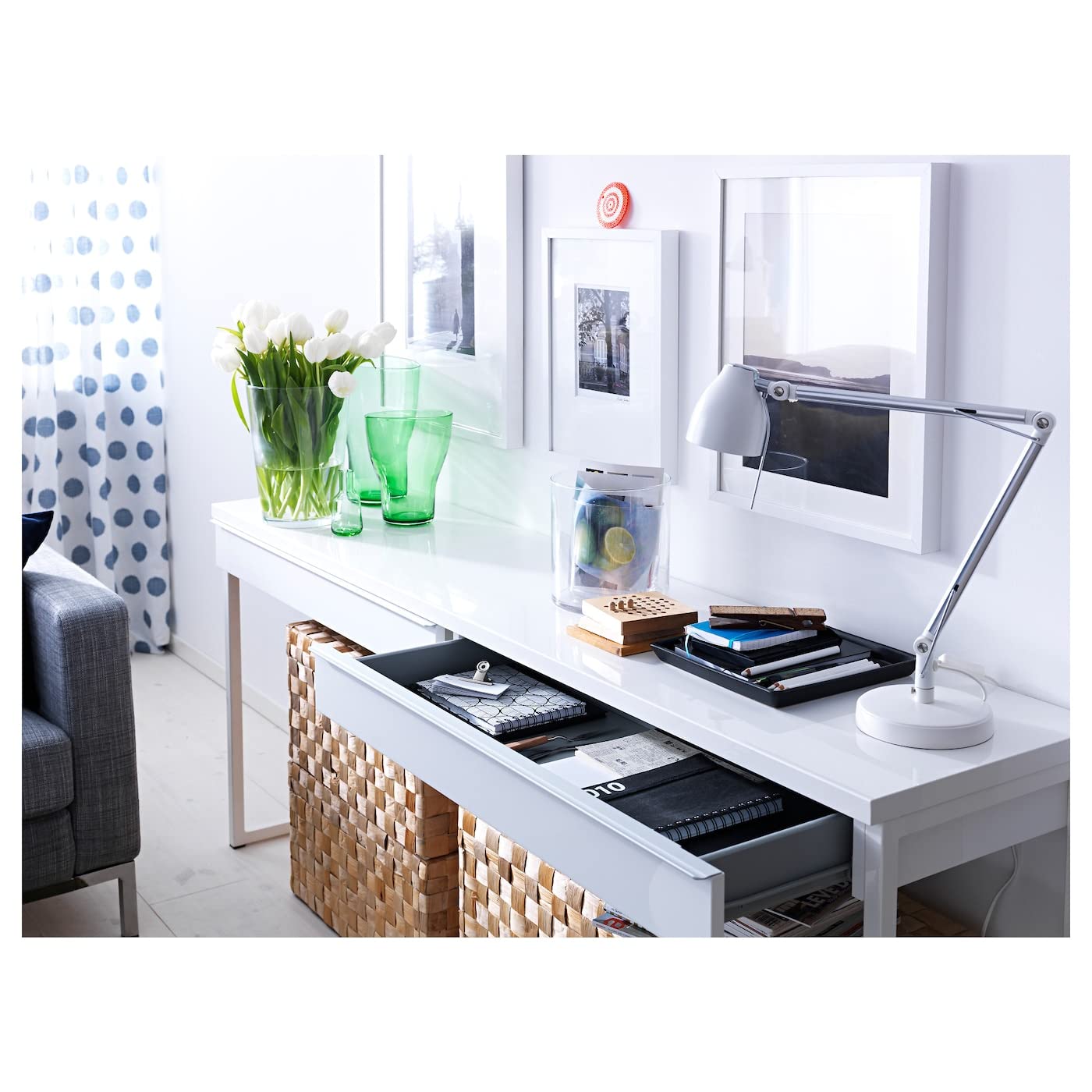 Amazon.co.jp: IKEA BESTA BURSデスクハイグロスホワイトサイズ47 1