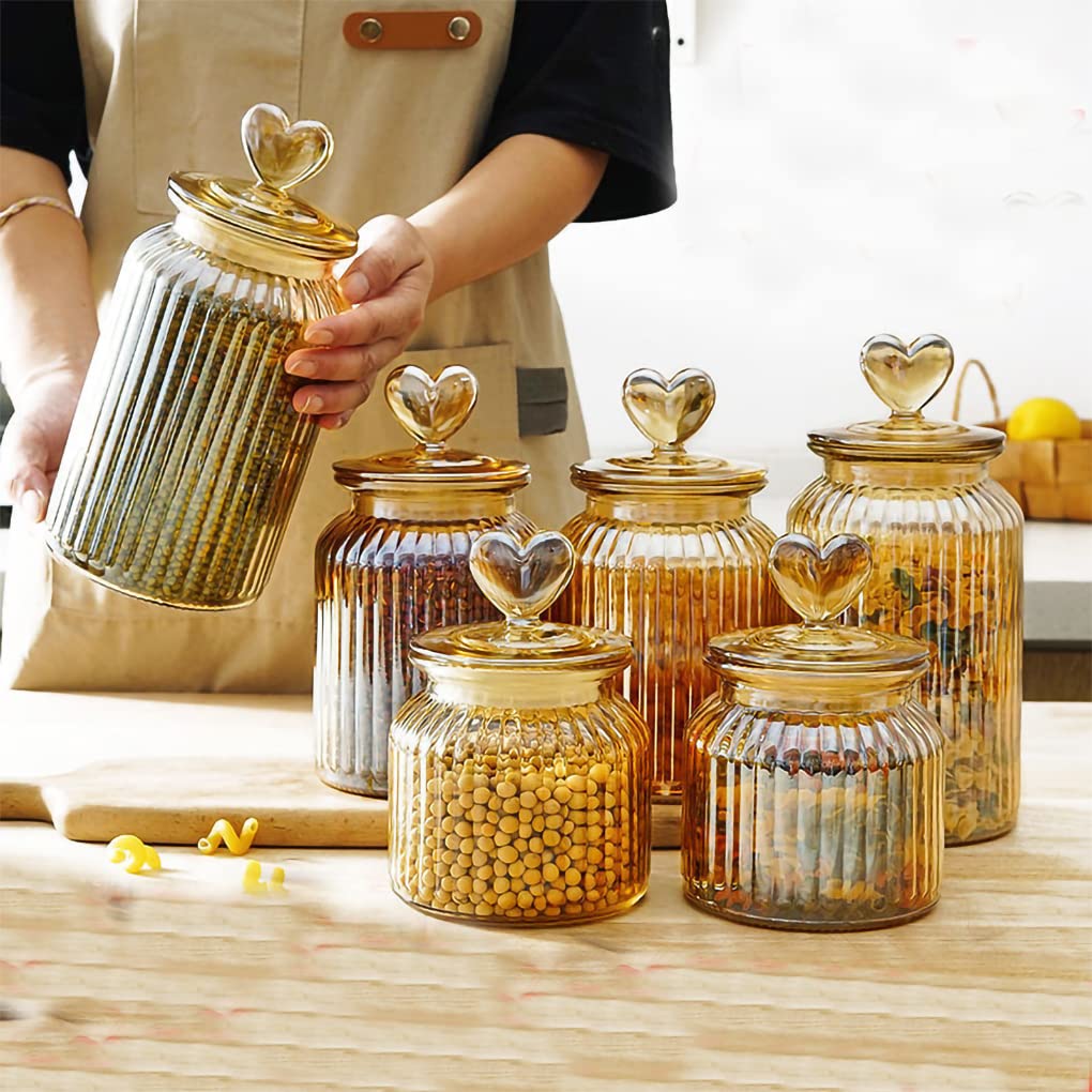 Amazon｜WAIT FLY クリエイティブ多機能気密ガラスキャニスター ハート