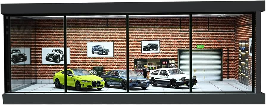 Amazon.co.jp: NUEIOVRW 1/64 ジオラマ カーガレージモデル LED照明