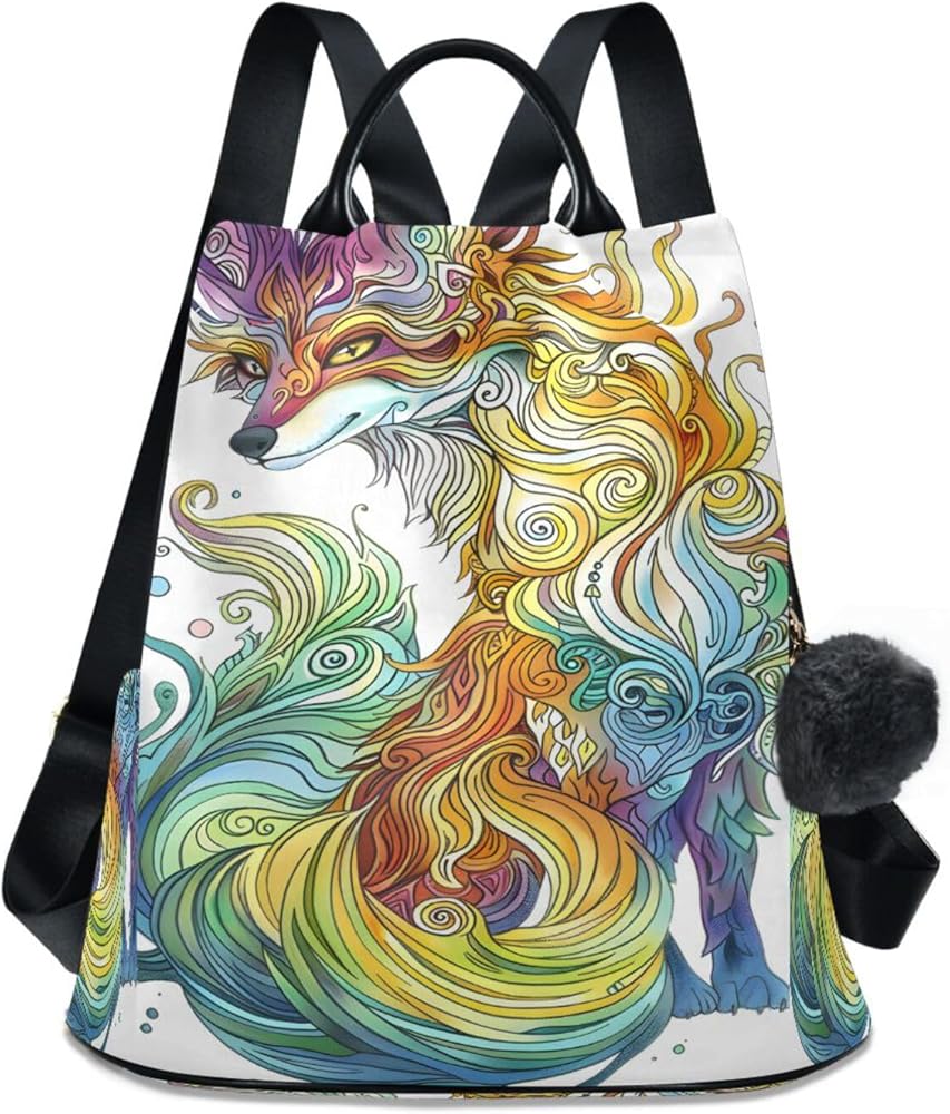 Amazon.com: ALAZA Colorful Fox Backpack Purse for Women Anti Theft
