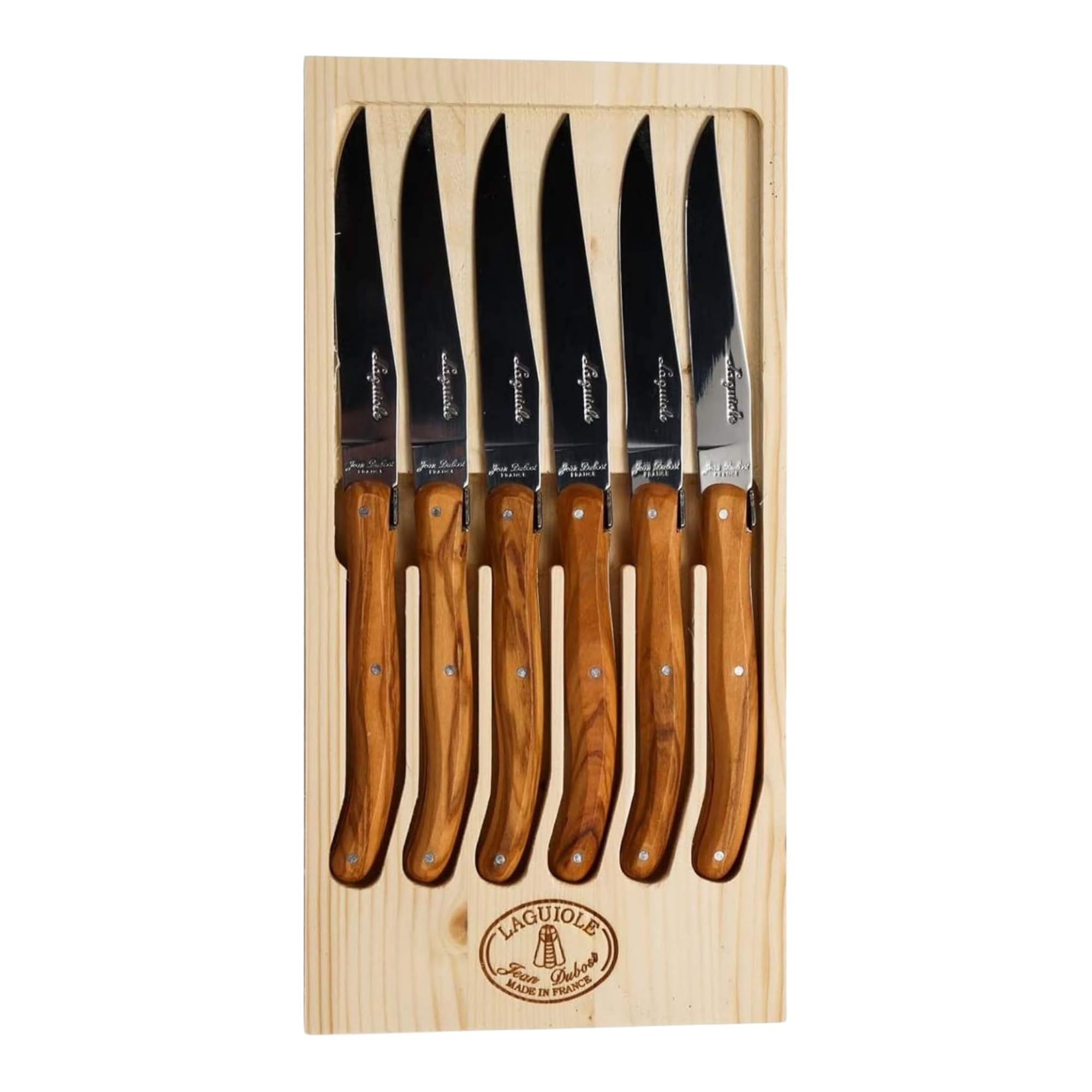 Amazon.com: Jean Dubost Laguiole 6-Piece Steak Knife Set, Olive