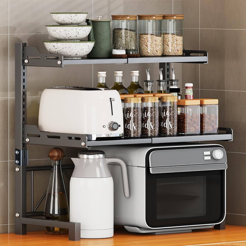 Amazon.co.jp: レンジ上ラック トースターラック 伸縮式幅(36-62)高さ