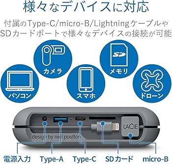 Amazon | LaCie HDD ポータブルハードディスク 2TB DJI Copilot USB
