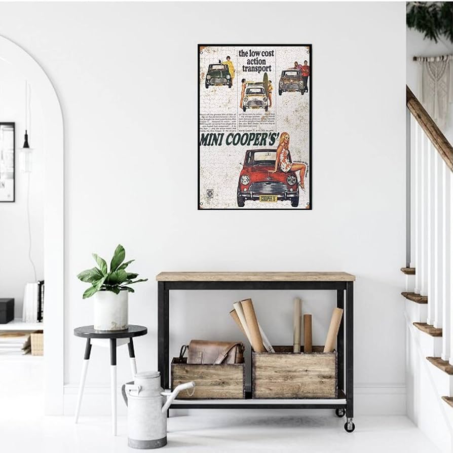 Amazon.co.jp: 1000ピース ジグソーパズル ミニクーパー金属壁サインレ