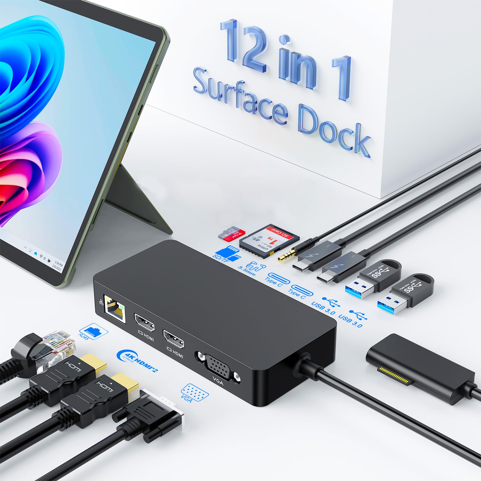Amazon.com: Surface Docking Station, Triple Display via Dual 4K