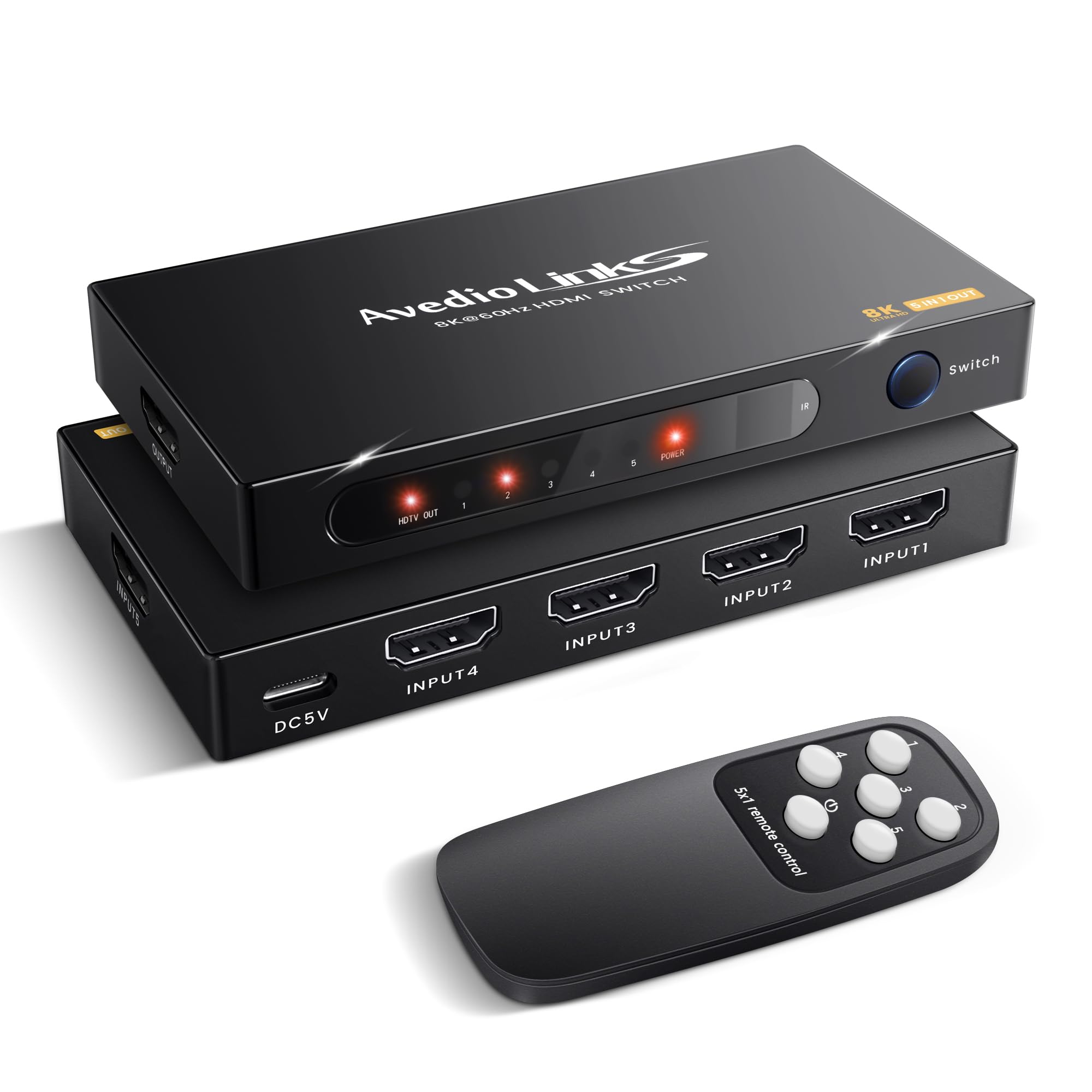 Amazon.com: 8K HDMI 2.1 Switch 5 in 1 Out, 5-Port HDMI Switch with