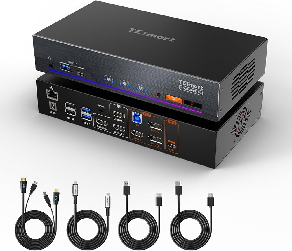 Amazon.co.jp: TESmart KVMスイッチ 2入力3出力 Macユーザー専用 USB-C
