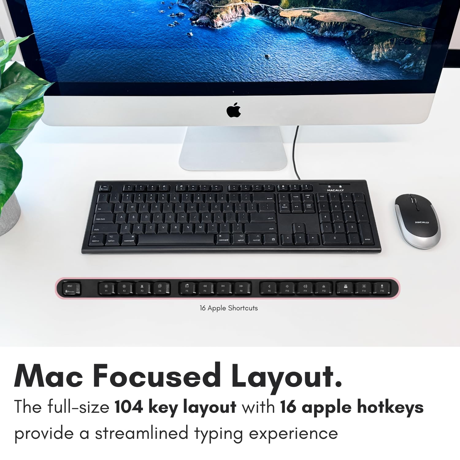 Amazon | Macally フルサイズUSB有線キーボードfor Mac Mini/Pro、iMac