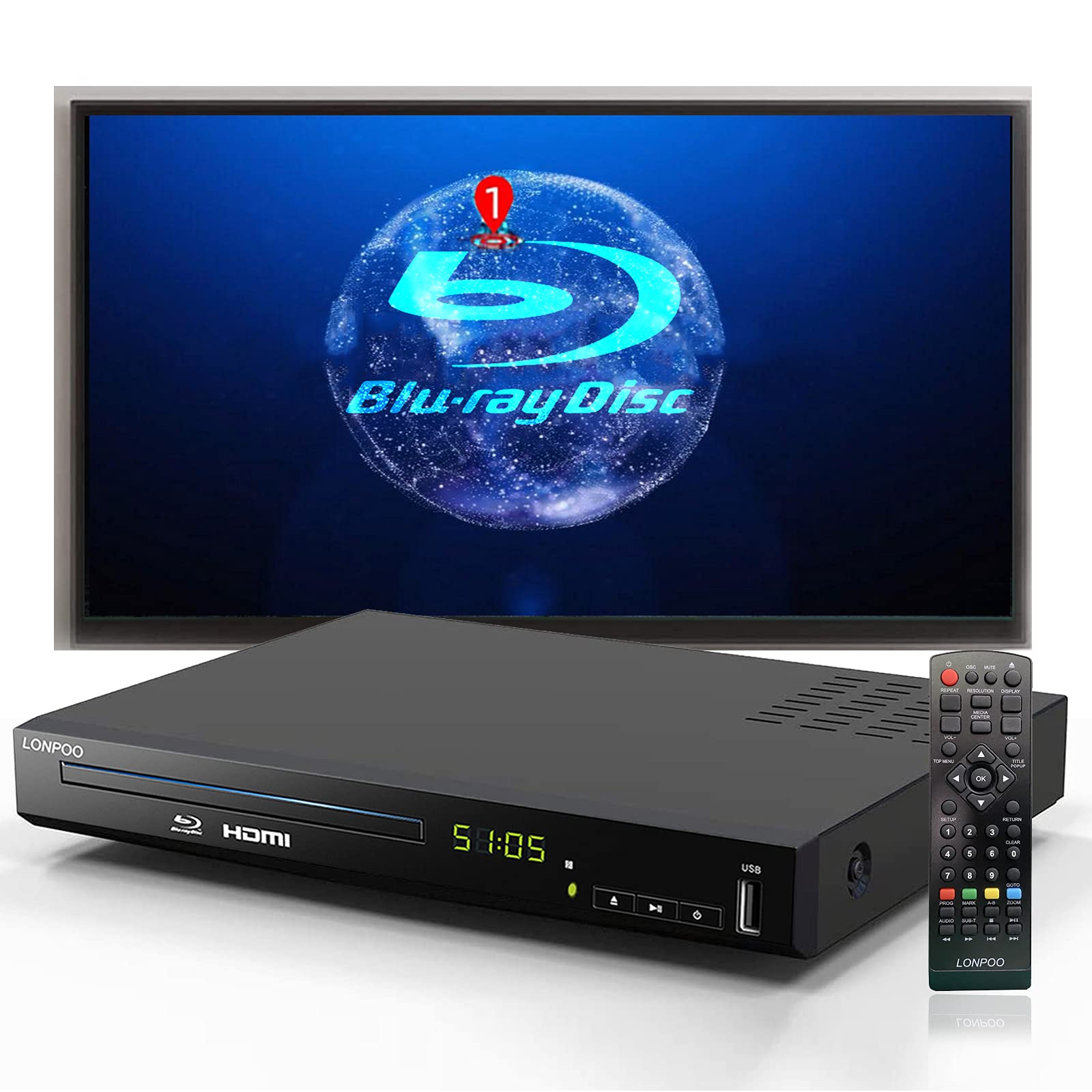 Amazon | ブルーレイプレーヤーBlu Ray DVD Player,Full HD (LP-100-B