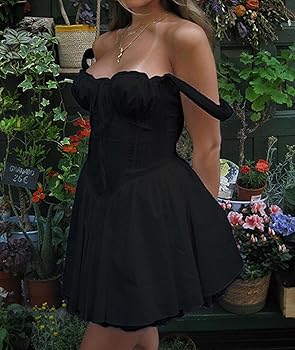 ECDAHICC Womens Mini Dress Sleeveless Square Neck High Waist Lace